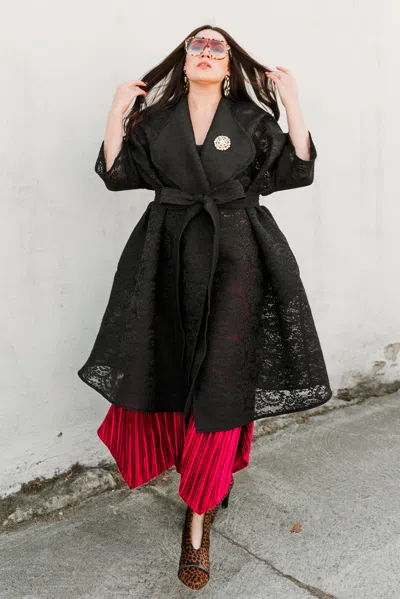 Byvinnik Women's Opera Coat - Black Lace