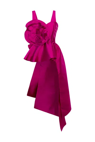 Byvinnik Women's Pink / Purple Fleur Peplum Top In Pink Taffeta