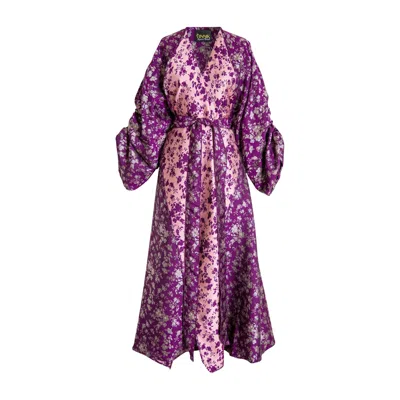Byvinnik Women's Pink / Purple / Gold Long Jacquard Parisian Coat- Siegfried