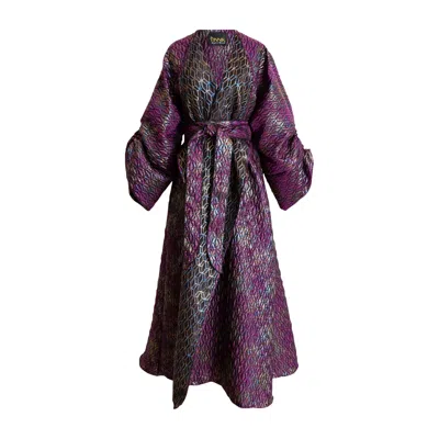 Byvinnik Women's Pink / Purple Long Jacquard Purple Parisian Coat- Semiramide