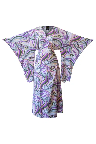 Byvinnik Women's Pink / Purple Purple Retro Bohémienne Kimono Robe Jump In In Black
