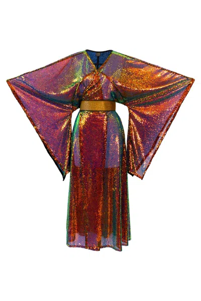 Byvinnik Women's Red Bohémienne Kimono Robe Helen Of Troy Runway Edition