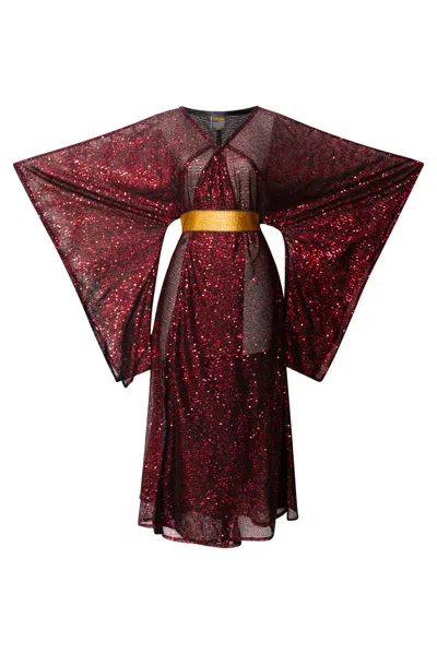 Byvinnik Women's Red Bohémienne Sequin Kimono Robe In Ruby Slipper