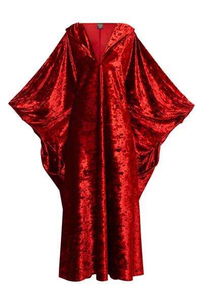 Byvinnik Women's Red Glissando Kaftan In Crushed Velvet Terracotta
