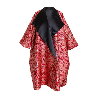Byvinnik Women's Red Jacquard Reversible Opera Coat In Zampa