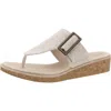 Bzees Bay Womens Buckle Canvas Wedge Sandals In Multi