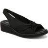 Bzees Bell Slingback Wedge Sandal In Black Knit Fabric