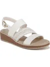Bzees Bravo Womens Faux Leather Wedge Ankle Strap In White