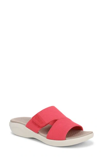 Bzees Carefree Slide Sandal In Coral Beach Knit Fabric