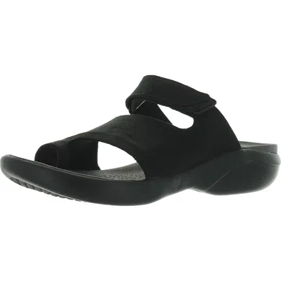 Bzees Carry On Womens Toe Loop Knit Slide Sandals In Black