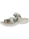 BZEES CARRY ON WOMENS TOE LOOP KNIT SLIDE SANDALS