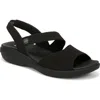 Bzees Cheerful Quarter Strap Slip-on Sandal In Black Fabric
