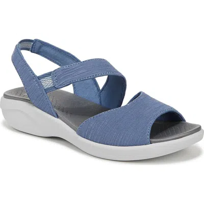 Bzees Cheerful Quarter Strap Slip-on Sandal In Blue Fabric