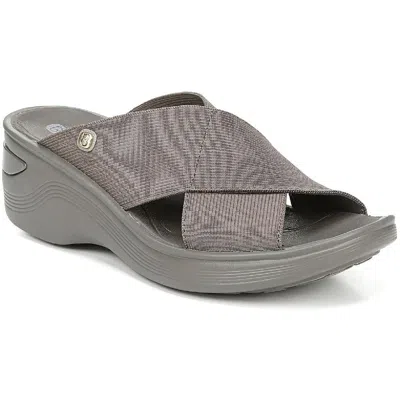 Bzees Desire Womens Criss-cross Slide Wedges In Morel Stretch Fabric