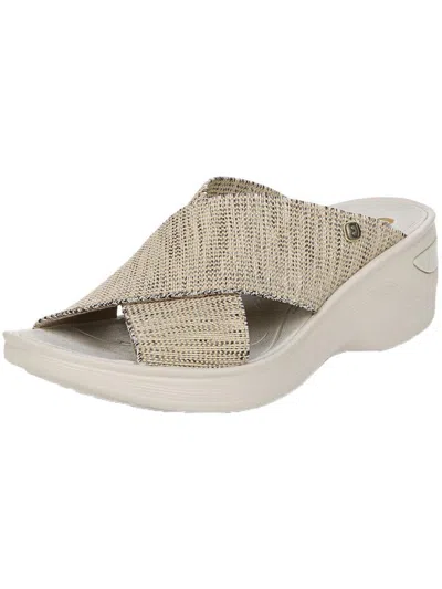 Bzees Desire Womens Woven Stretch Wedges In White