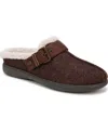 Bzees Eternity Womens Buckle Faux Fur Slide Slippers In Dark Brown Fleece Fabric