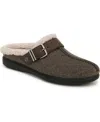 Bzees Eternity Womens Buckle Faux Fur Slide Slippers In Green Fleece Fabric