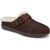 Bzees Eternity Womens Buckle Faux Fur Slide Slippers In Dark Brown Fleece Fabric