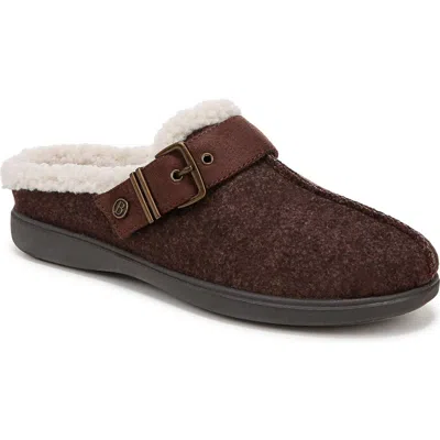 Bzees Eternity Womens Buckle Faux Fur Slide Slippers In Dark Brown Fleece Fabric