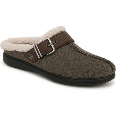 Bzees Eternity Womens Buckle Faux Fur Slide Slippers In Green Fleece Fabric