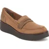 Bzees Fast Track Womens Faux Suede Slip On Loafer Heels In Brown