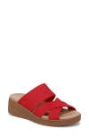 Bzees Fiona Wedge Sandal In Fire Red Stretch Linen