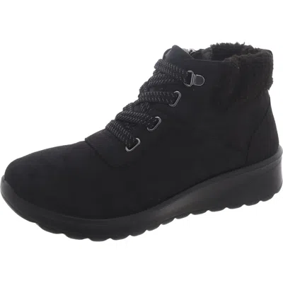 Bzees Generation Womens Faux Suede Cushioned Footbed Booties In Black