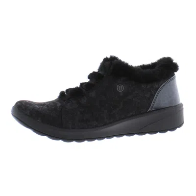 Bzees Golden Womens Faux Fur Lined Fashion Sneakers In Black
