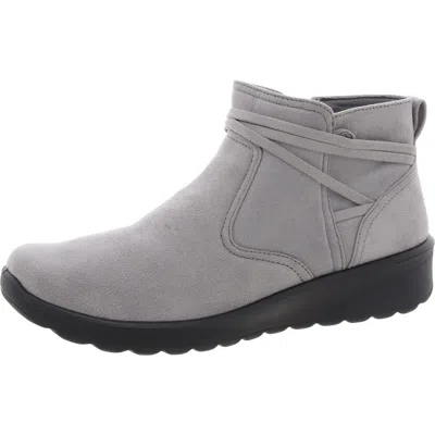 Bzees Guest Womens Zipper Manmade Booties In Grey