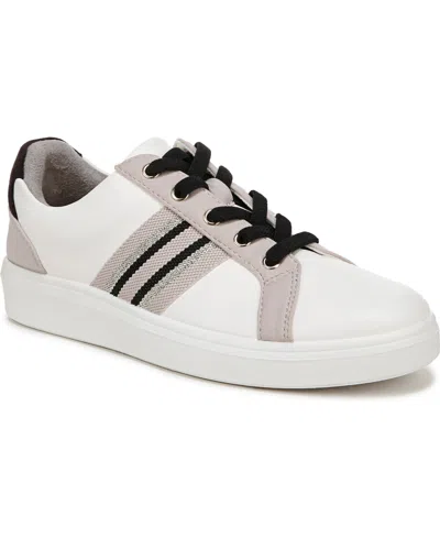 Bzees Happy Friday Sneaker In White Faux Leather,webbed Fabric