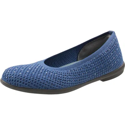 Bzees Kallie Womens Embellished Knit Ballet Flats In Blue