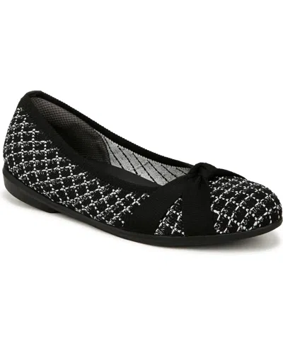 Bzees Kissed Washable Ballet Flats In Black Plaid Engineered Knit