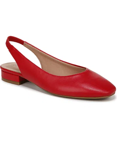 Bzees Women's Claire Square Toe Slingback Flats In Fire Red Faux Leather