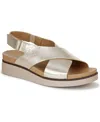Bzees Women's Georgina Square Open Toe Slingback Platform Sandals In Platino Gold Faux Leather