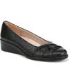 Bzees Women's Jorie Low Wedge Ballerina Flats In Black Faux Leather