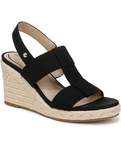 Bzees Women's Tallulah Espadrille Wedge Sandals In Black Fabric,faux Leather