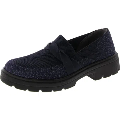 Bzees Muse Womens Knit Lifestyle Loafers In Blue