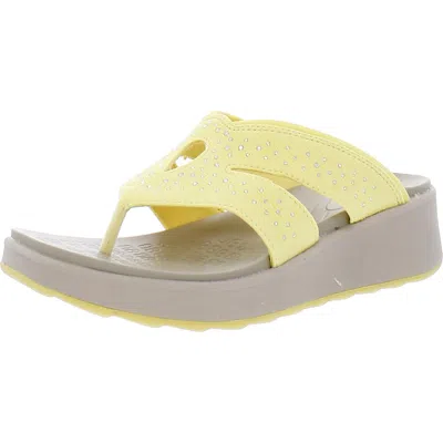 Bzees Nola Bright Womens Rhinestone Slip On Wedge Sandals In Yellow