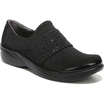 Bzees Pizazz Womens Metallic Comfort Slip-on Sneakers In Black