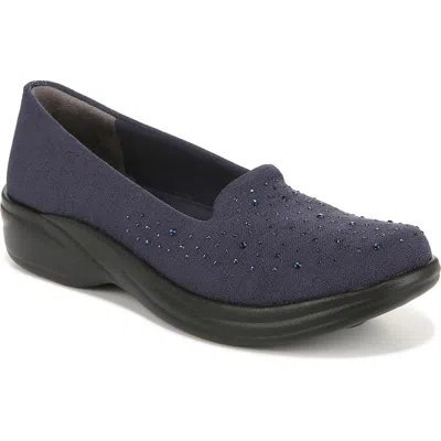 Bzees Poppy Seed 3 Womens Rhinestone Slip On Slip-on Sneakers In Navy Fabric
