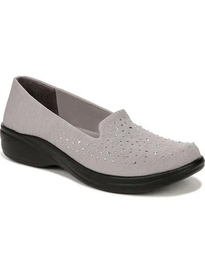 Bzees Poppy Seed 3 Womens Rhinestone Slip On Slip-on Sneakers In Grey Silver Fabric