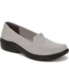 Bzees Poppy Seed 3 Womens Rhinestone Slip On Slip-on Sneakers In Grey Silver Fabric