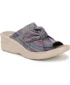 Bzees Premium Women's Smile Washable Slide Wedge Sandals In Bright Multi Stripe Mesh Fabric