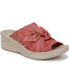 Bzees Premium Women's Smile Washable Slide Wedge Sandals In Coral Weekend Stripe Fabric