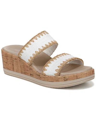 Bzees Resort Sandal In White Stretch Raffia Fabric