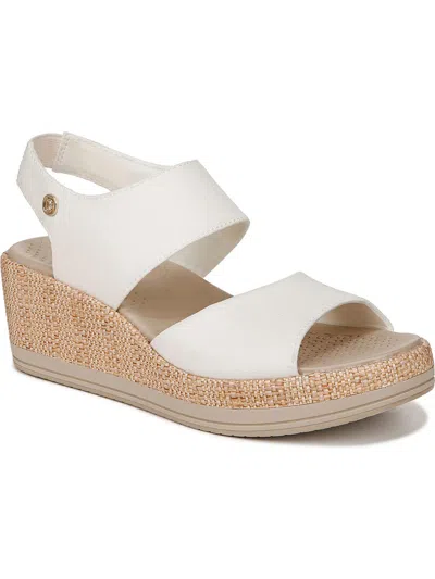 Bzees Reveal Womens Padded Insole Wedge Sandals In White