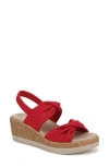 Bzees Riley Slingback Wedge In Fire Red Linen Fabric