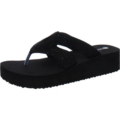 Bzees Rio Womens Slip On Flip-flop Wedge Sandals In Multi
