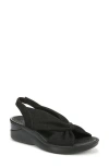 Bzees Serenade Slingback Wedge Sandal In Black Stretch Fabric