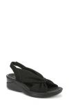 Bzees Serenade Slingback Wedge Sandal In Black Stretch Fabric
